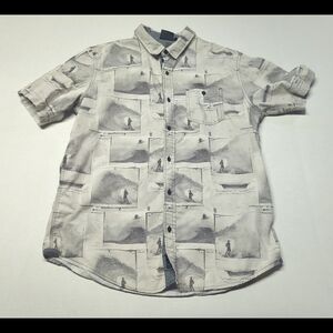 Burnside Black and Gray Patterned Button-Down Shirt